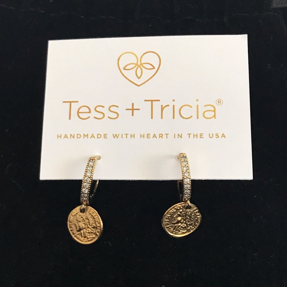 Tess & Tricia coin gold huggie hoops